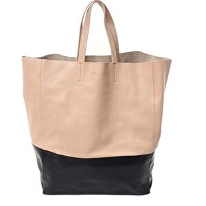 Celine Two-Tone Leather Tote in Tan and Black